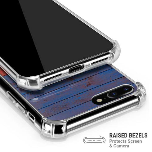 Haiti Flag Dark Wood iPhone 7/8 Plus Clear Case